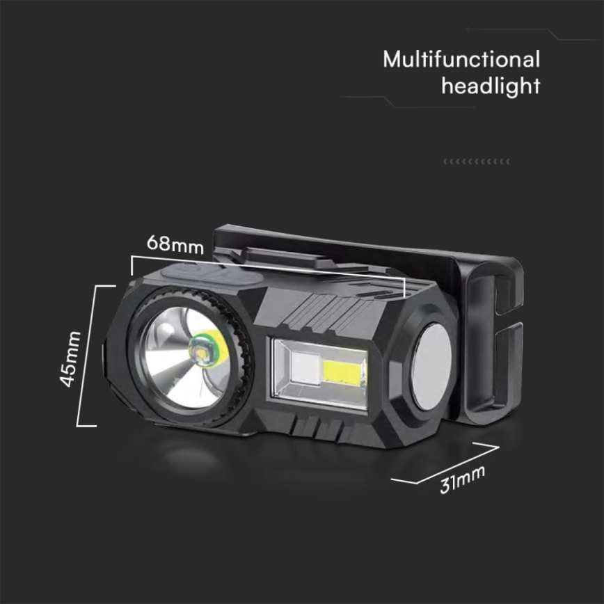 LED RGBW Aptumšojama uzlādējams galvas lampa USB LED/3W/5V IP43 190 spīdīgs 24 h 750 mAh