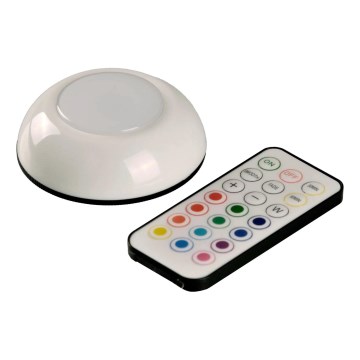 LED RGBW Aptumšojams mēbeļu apgaismojums LED/0,5W/4,5V 3xAAA balta + tālvadības pults
