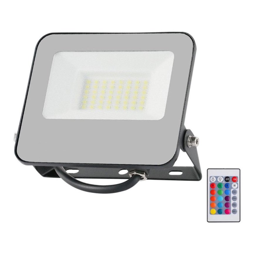 LED RGBW Aptumšojams prožektors LED/30W/230V IP65 pelēka + tālvadības pults