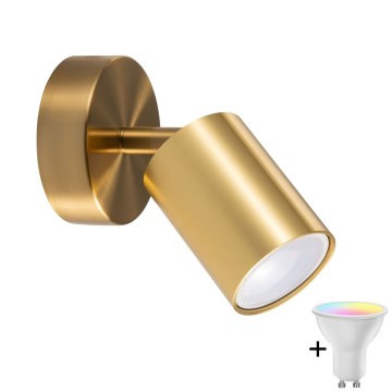LED RGBW aptumšojams sienas prožektors GOLDIE 1xGU10/4,8W/230V 3000K zelta krāsā + tālvadības pults