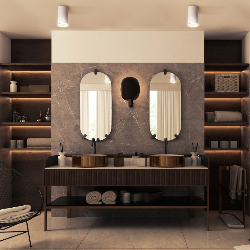 LED RGBW regulējams vannas istabas punktveida gaismeklis TURYN 1xGU10/6W/230V 3000K Wi-Fi IP44 balts