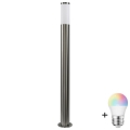 LED RGBW ar regulējamu spilgtumu āra lampa LIVIA 1xE27/6,5W/230V 2700-6500K Wi-Fi 100 cm IP44 sudraba krāsā