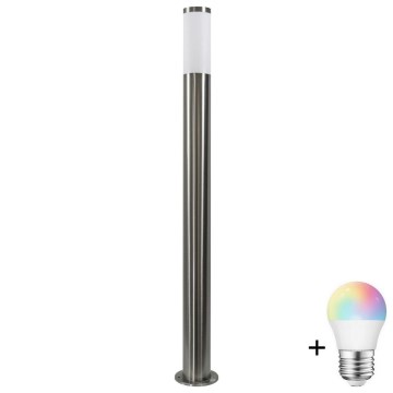 LED RGBW ar regulējamu spilgtumu āra lampa LIVIA 1xE27/6,5W/230V 2700-6500K Wi-Fi 100 cm IP44 sudraba krāsā