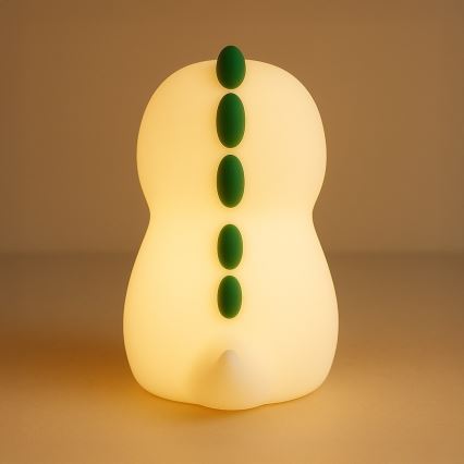 Uzlādējama, skārienjūtīga LED RGBW bērnu naktslampa ar regulējamu spilgtumu DINO LED/1W/5V 1200 mAh