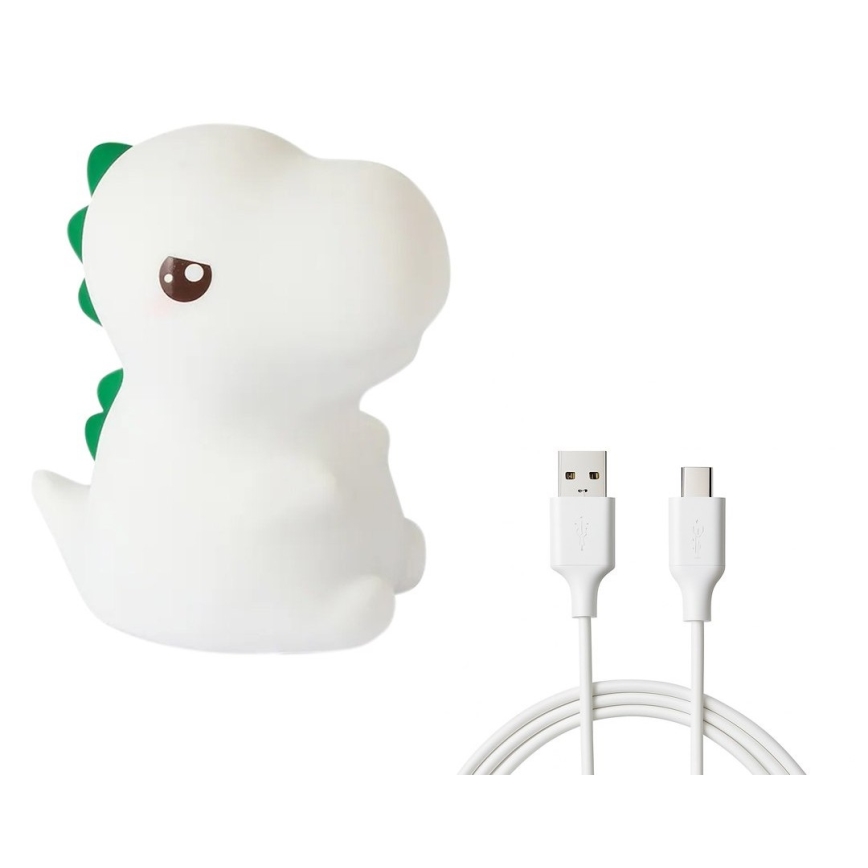 Uzlādējama, skārienjūtīga LED RGBW bērnu naktslampa ar regulējamu spilgtumu DINO LED/1W/5V 1200 mAh