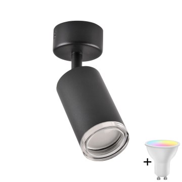 LED RGBW ar regulējamu spilgtumu vannas istabas punktgaismeklis TURYN 1xGU10/6,5W/230V 2700-6500K Wi-Fi IP44 melns