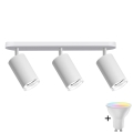 LED RGBW ar regulējamu spilgtumu vannas istabas punktveida gaismeklis TURYN 3xGU10/6,5W/230V 2700-6500K Wi-Fi IP44 balts