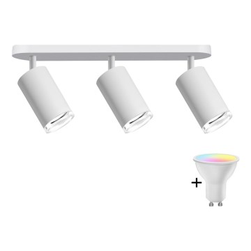 LED RGBW ar regulējamu spilgtumu vannas istabas punktveida gaismeklis TURYN 3xGU10/6,5W/230V 2700-6500K Wi-Fi IP44 balts