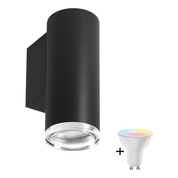 LED RGBW ar regulējamu spilgtumu vannas istabas sienas gaismeklis TURYN 1xGU10/6,5W/230V 2700-6500K Wi-Fi IP44 melns