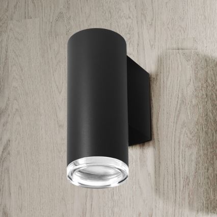 LED RGBW dimējams vannas istabas sienas gaismeklis TURYN 1xGU10/6W/230V 3000K IP44 melns + tālvadības pults