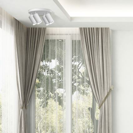 LED RGBW Regulējams vannas istabas punktveida gaismeklis TURYN 4xGU10/4,8W/230V 3000K IP44 balts + tālvadība