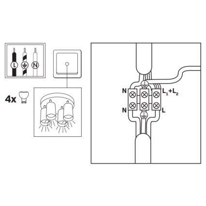LED RGBW Regulējams vannas istabas punktveida gaismeklis TURYN 4xGU10/4,8W/230V 3000K IP44 balts + tālvadība