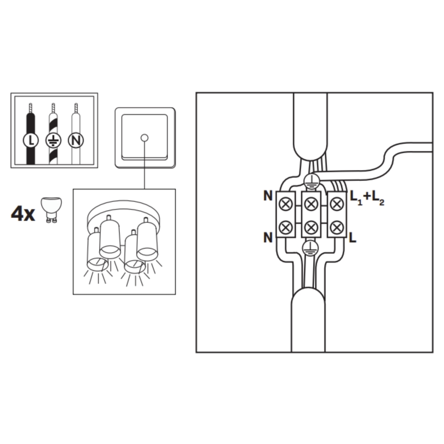 LED RGBW Regulējams vannas istabas punktveida gaismeklis TURYN 4xGU10/4,8W/230V 3000K IP44 balts + tālvadība