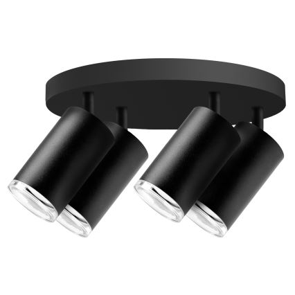 LED RGBW ar regulējamu spilgtumu vannas istabas punktveida gaismeklis TURYN 4xGU10/4,8W/230V 3000K IP44 melns + ar tālvadības pulti