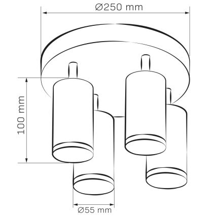 LED RGBW ar regulējamu spilgtumu vannas istabas punktveida gaismeklis TURYN 4xGU10/4,8W/230V 3000K IP44 melns + ar tālvadības pulti