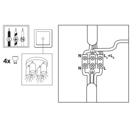 LED RGBW ar regulējamu spilgtumu vannas istabas punktveida gaismeklis TURYN 4xGU10/4,8W/230V 3000K IP44 melns + ar tālvadības pulti