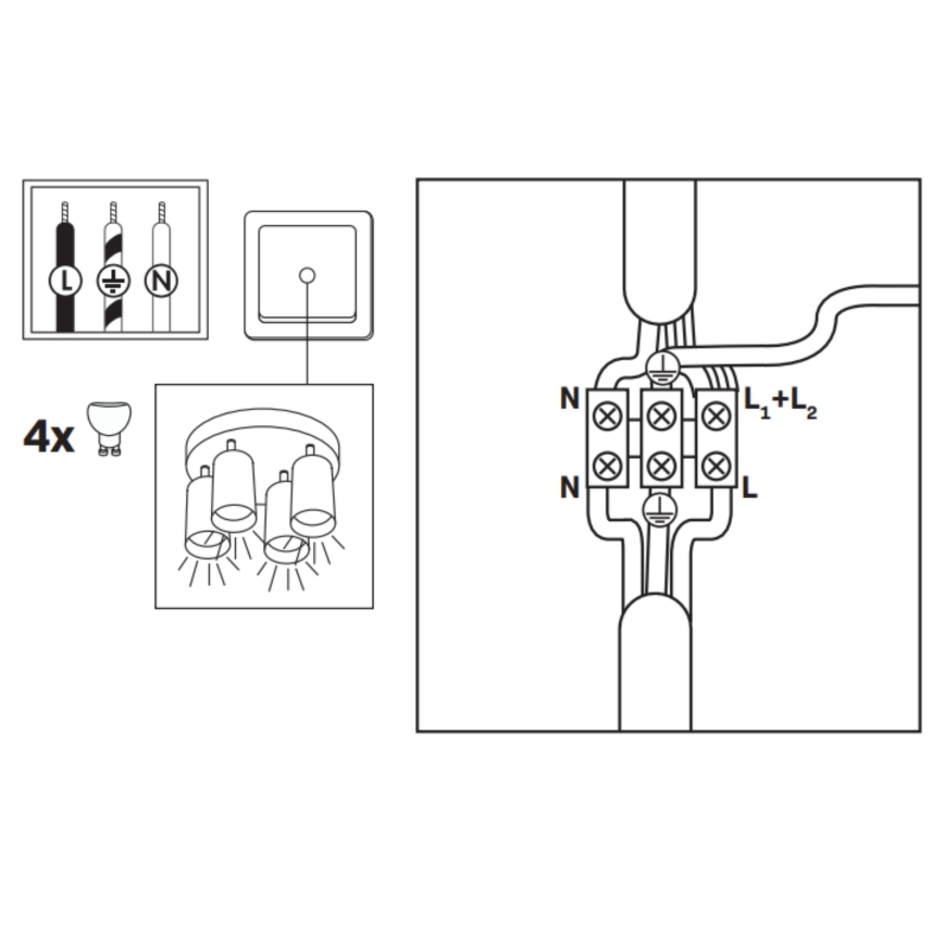 LED RGBW ar regulējamu spilgtumu vannas istabas punktveida gaismeklis TURYN 4xGU10/4,8W/230V 3000K IP44 melns + ar tālvadības pulti