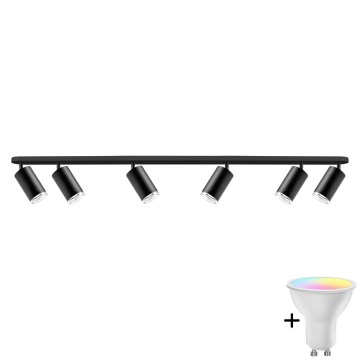 LED RGBW ar regulējamu spilgtumu vannas istabas spota gaismeklis TURYN 6xGU10/6,5W/230V 2700-6500K Wi-Fi IP44 melns
