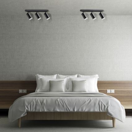 LED RGBW aptumšojams vannas istabas punktveida gaismeklis TURYN 3xGU10/4,8W/230V 3000K IP44 melns + tālvadības pults