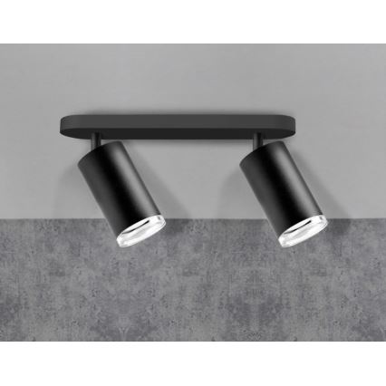 LED RGBW dimējams vannas istabas punktveida gaismeklis TURYN 2xGU10/4,8W/230V 3000K IP44 melns + tālvadība