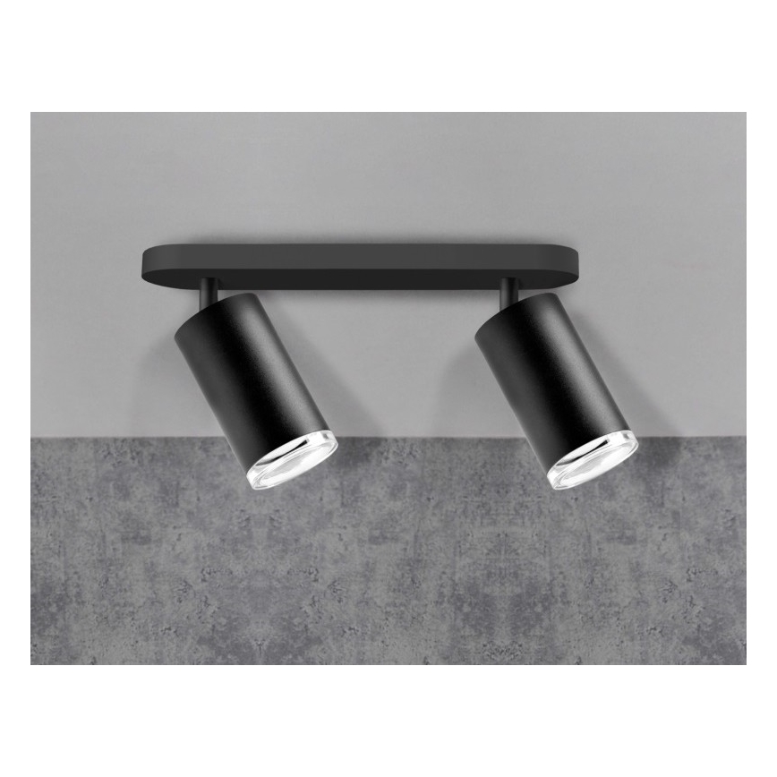 LED RGBW dimējams vannas istabas punktveida gaismeklis TURYN 2xGU10/4,8W/230V 3000K IP44 melns + tālvadība