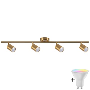 LED RGBW ar regulējamu spilgtumu virziena gaismeklis GOLDI 4xGU10/6,5W/230V 2700-6500K Wi-Fi zelta