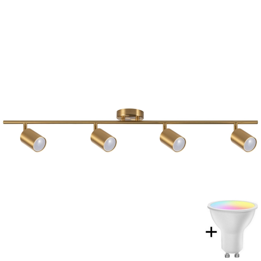 LED RGBW ar regulējamu spilgtumu virziena gaismeklis GOLDI 4xGU10/6,5W/230V 2700-6500K Wi-Fi zelta