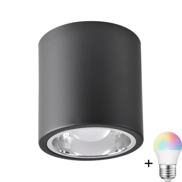 LED RGBW ar regulējamu spilgtumu virziena gaismeklis JUPITER 1xE27/6,5W/230V 2700-6500K Wi-Fi, diametrs 13 cm, melns