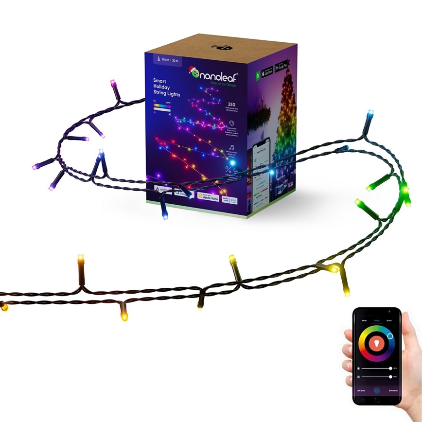 Nanoleaf - LED RGBW Āra Ziemassvētku virtene ESSENTIALS 250xLED 2x10m 2700-6500K Wi-Fi IP44