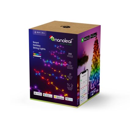 Nanoleaf - LED RGBW Āra Ziemassvētku virtene ESSENTIALS 250xLED 2x10m 2700-6500K Wi-Fi IP44