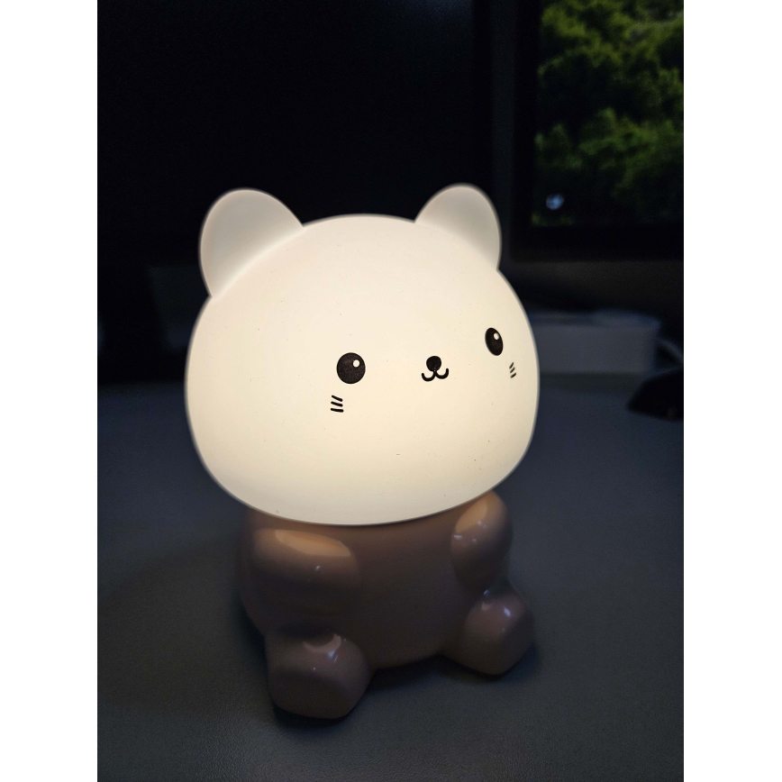 LED RGBW Bērnu skārienvadāma lampa LED/1W/5V USB 1200 mAh kaķis