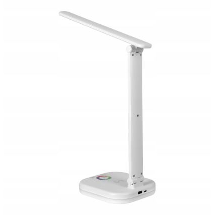 LED RGBW dimējama galda lampa ar bezvadu uzlādi LED/7W/5V USB balta