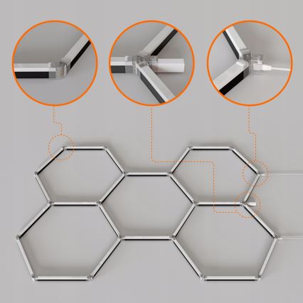 LED RGBW griestu gaismeklis ar regulējamu spilgtumu HEXAGON LED/144W/85-265V 7000K 205x142 cm CRI 90 IP54 balts + tālvadība