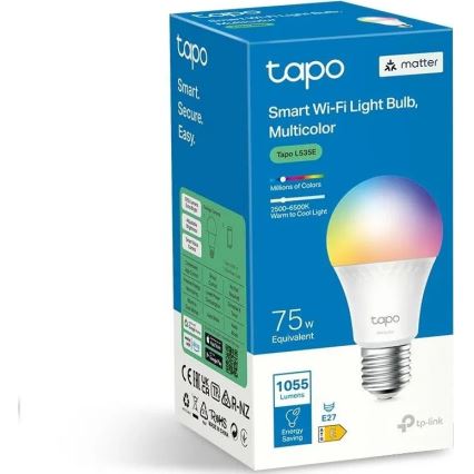 LED RGBW regulējama spuldze MATTER A60 E27/8,6W/230V 2500-6500K Wi-Fi - TP-Link