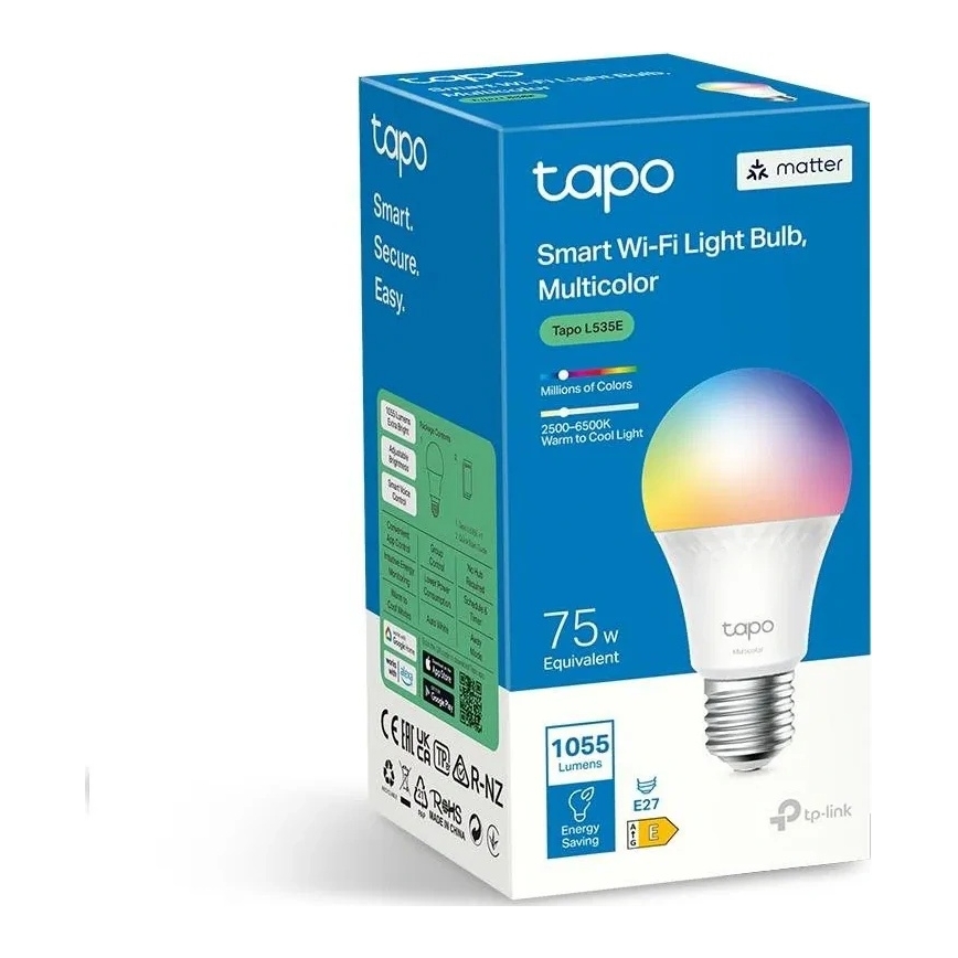 LED RGBW regulējama spuldze MATTER A60 E27/8,6W/230V 2500-6500K Wi-Fi - TP-Link