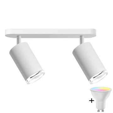 LED RGBW dimējama vannas istabas spotlampa TURYN 2xGU10/6W/230V 3000K IP44 balta + tālvadības pults