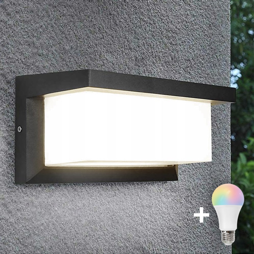 LED RGBW dimējams āra sienas gaismeklis NEELY 1xE27/9W/230V 2700-6500K IP54 Wi-Fi antracīts