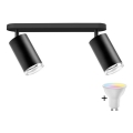 LED RGBW dimējams vannas istabas spota gaismeklis TURYN 2xGU10/6,5W/230V 2700-6500K Wi-Fi IP44 melns