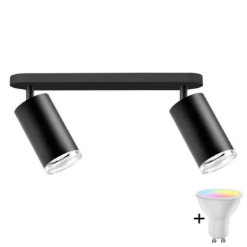LED RGBW dimējams vannas istabas spota gaismeklis TURYN 2xGU10/6,5W/230V 2700-6500K Wi-Fi IP44 melns