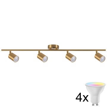 LED RGBW dimējams virziena gaismeklis GOLDIE 4xGU10/4,8W/230V 3000K zelta + tālvadības pults