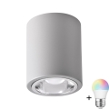 LED RGBW dimmable spot light JUPITER 1xE27/6,5W/230V 2700-6500K Wi-Fi diameter 9,8 cm gray