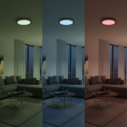 LED RGBW dimējama griestu lampa MELO, LED 36 W / 230 V, 3000–6000 K, diametrs 39 cm, balta + tālvadības pults