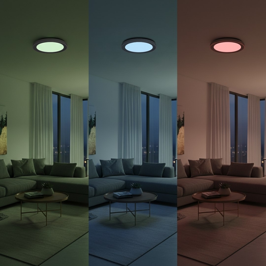LED RGBW dimējama griestu lampa MELO, LED 36 W / 230 V, 3000–6000 K, diametrs 39 cm, balta + tālvadības pults