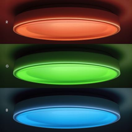 LED RGBW dimējama griestu lampa MELO, LED 36 W / 230 V, 3000–6000 K, diametrs 39 cm, balta + tālvadības pults