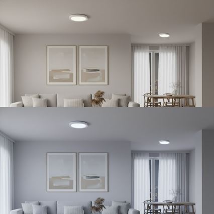 LED RGBW dimējama griestu lampa MELO, LED 36 W / 230 V, 3000–6000 K, diametrs 39 cm, balta + tālvadības pults