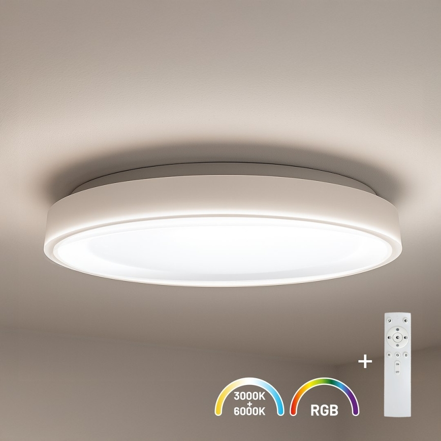 LED RGBW dimējama griestu lampa MELO, LED 36 W / 230 V, 3000–6000 K, diametrs 39 cm, balta + tālvadības pults