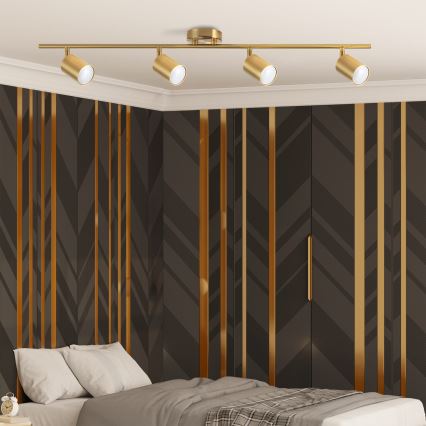 LED RGBW dimējams virziena gaismeklis GOLDI 4xGU10/4,8W/230V 3000K zelta + tālvadība