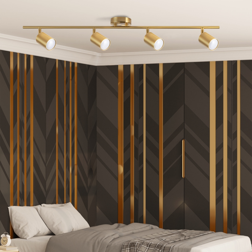 LED RGBW dimējams virziena gaismeklis GOLDI 4xGU10/6W/230V 3000K zelta + tālvadība