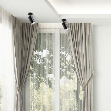 LED RGBW ar regulējamu spilgtumu vannas istabas vietas gaismeklis TURYN 1xGU10/6W/230V 3000K IP44 melns + tālvadība