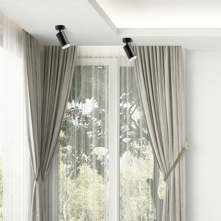 LED RGBW ar regulējamu spilgtumu vannas istabas vietas gaismeklis TURYN 1xGU10/6W/230V 3000K IP44 melns + tālvadība